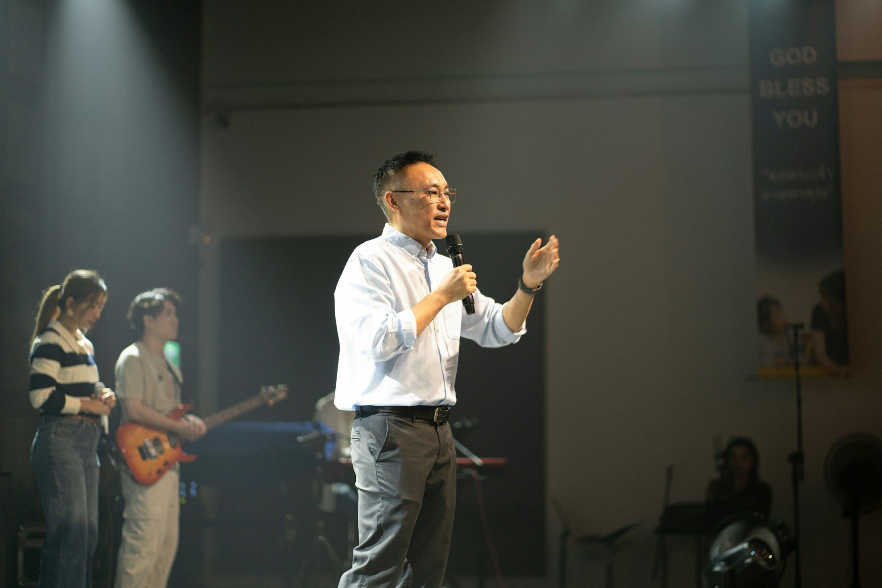Pastor Daniel teaching on a Sunday
